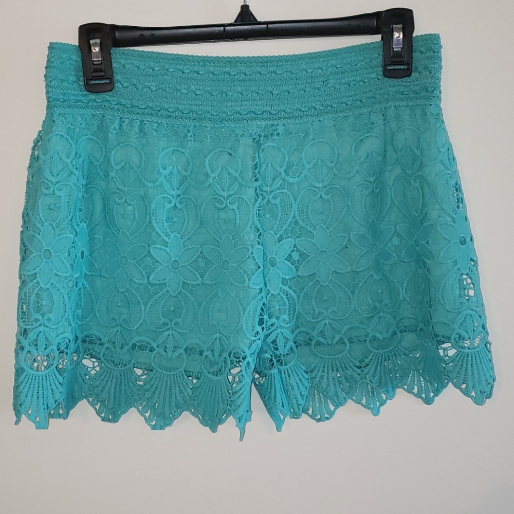 Teal Lace Shorts
